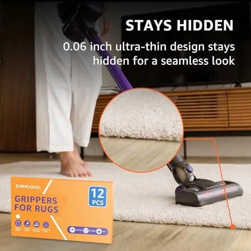 ZONGOOL 12PCS Rug Tape Non Slip Rug Pad Grippers 16cm (6.3 inches) | Keeps Rugs Flat & Secure thumbnail 6
