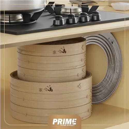 Prime Home Direct Bamboo Steamer Basket 30 cm (12 Inch) 2-Tier with Lid, 50 Liners, Chopsticks & Sauce Dish | Authentic Asian Steaming for Home Cooks thumbnail 8