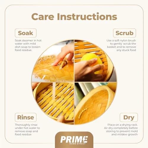 Prime Home Direct Bamboo Steamer Basket 30 cm (12 Inch) 2-Tier with Lid, 50 Liners, Chopsticks & Sauce Dish | Authentic Asian Steaming for Home Cooks thumbnail 9