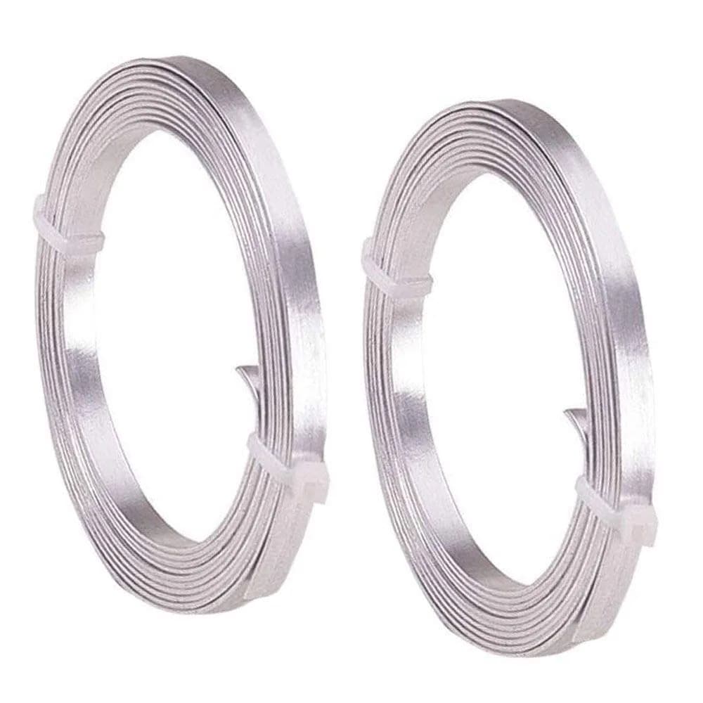 HANSPORTA Flat Aluminum Wire 5mm | Bendable Jewelry & Craft Wire, 6.5Feet/Roll, Silver (70-120c)