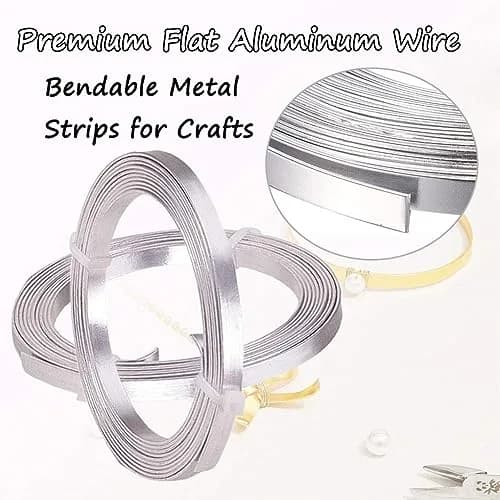 HANSPORTA Flat Aluminum Wire 5mm | Bendable Jewelry & Craft Wire, 6.5Feet/Roll, Silver (70-120c) thumbnail 4