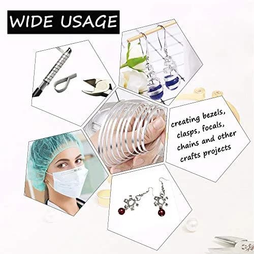 HANSPORTA Flat Aluminum Wire 5mm | Bendable Jewelry & Craft Wire, 6.5Feet/Roll, Silver (70-120c) thumbnail 5