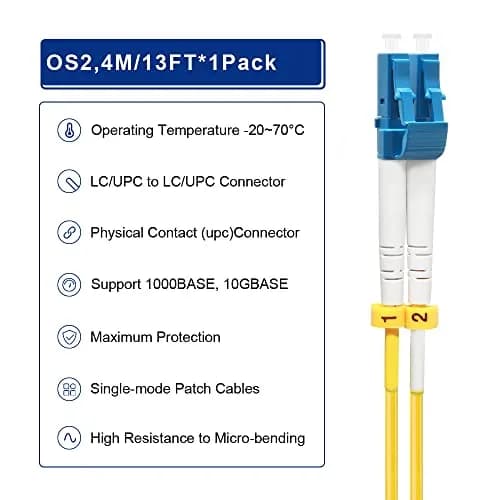 FLYPROFiber LC to LC Single Mode Fiber Patch Cable 4m (13ft) | OS2 9/125μm Bend-Insensitive thumbnail 5
