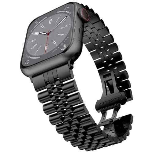 baozai Compatible with Apple Watch 42mm 41mm 40mm 38mm | Stainless Steel Band with Butterfly Clasp thumbnail 1