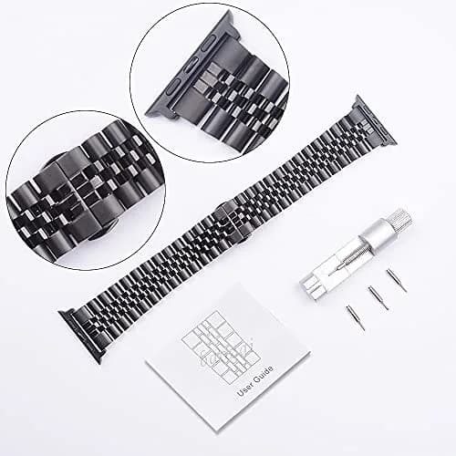 baozai Compatible with Apple Watch 42mm 41mm 40mm 38mm | Stainless Steel Band with Butterfly Clasp thumbnail 4