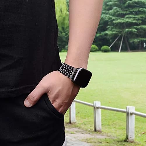 baozai Compatible with Apple Watch 42mm 41mm 40mm 38mm | Stainless Steel Band with Butterfly Clasp thumbnail 5