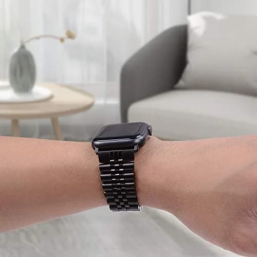 baozai Compatible with Apple Watch 42mm 41mm 40mm 38mm | Stainless Steel Band with Butterfly Clasp thumbnail 6