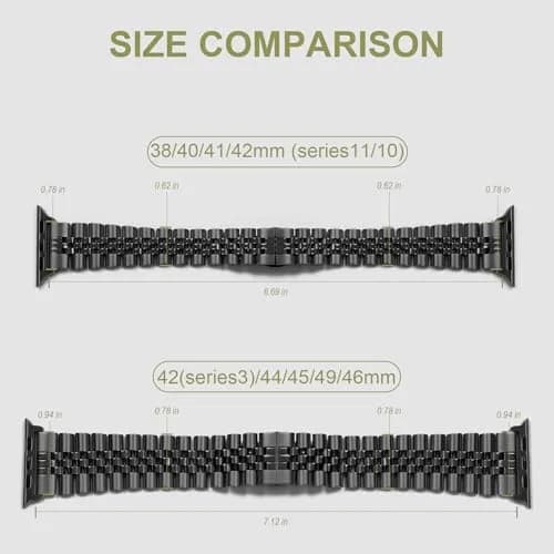 baozai Compatible with Apple Watch 42mm 41mm 40mm 38mm | Stainless Steel Band with Butterfly Clasp thumbnail 3