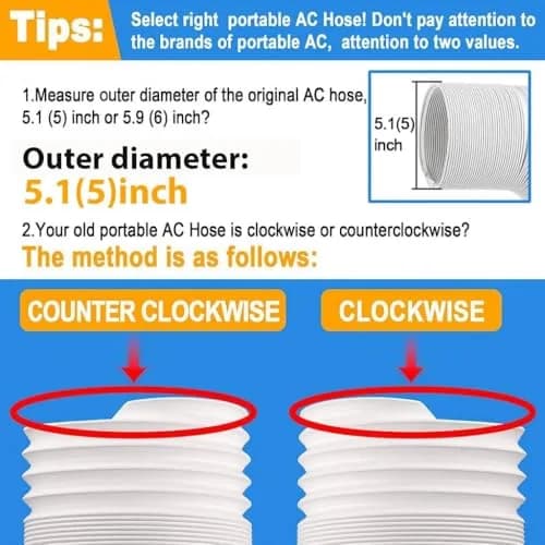 Jin&Bao 5.1 inch (13 cm) Portable Air Conditioner Exhaust Hose 2m (6.55 ft) | Counterclockwise Thread, Universal Replacement thumbnail 4