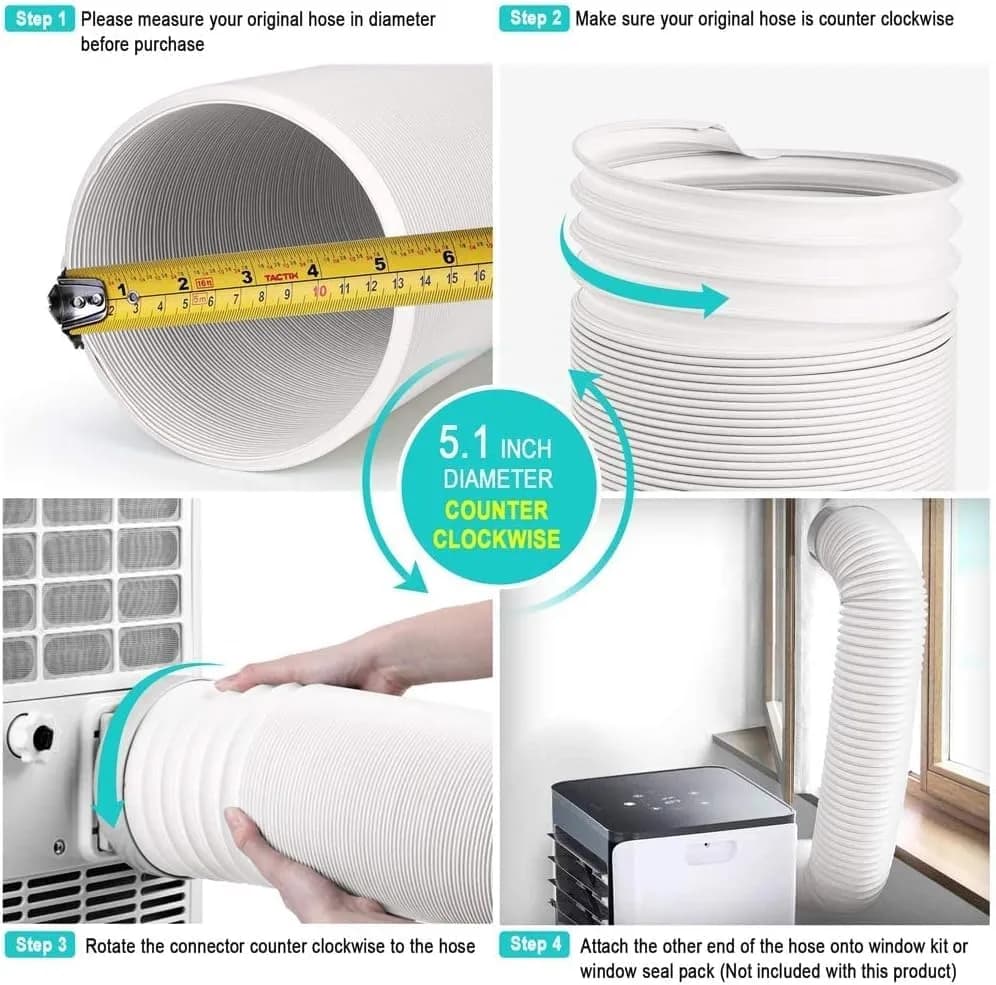 Jin&Bao 5.1 inch (13 cm) Portable Air Conditioner Exhaust Hose 2m (6.55 ft) | Counterclockwise Thread, Universal Replacement thumbnail 5