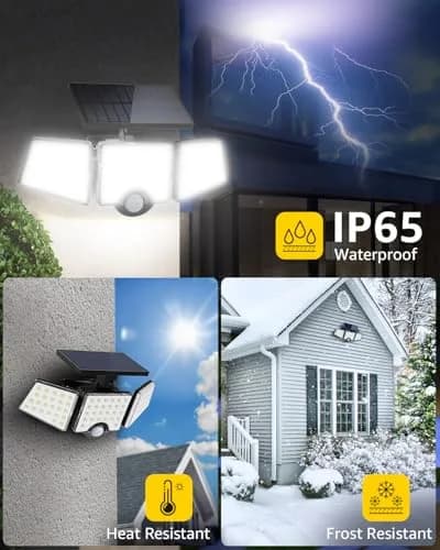 Lepro Solar Lights for Outside 2 Pack | 3 Adjustable Heads 270° Wide Angle Waterproof thumbnail 4