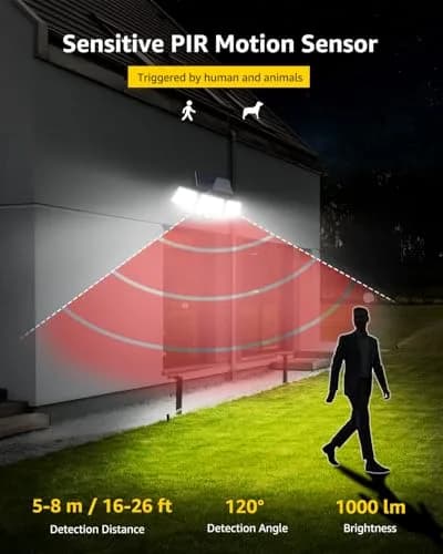 Lepro Solar Lights for Outside 2 Pack | 3 Adjustable Heads 270° Wide Angle Waterproof thumbnail 3