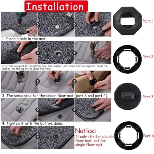 OTUAYAUTO Double Layer Mat Clips 8PCS Universal Fit | Securely Fastens Upper and Lower Floor Mats thumbnail 6