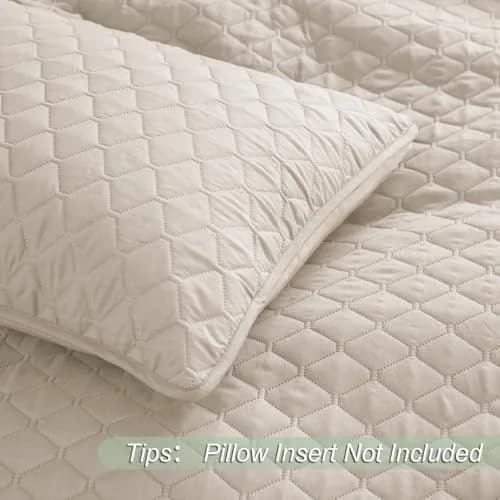 Exclusivo Mezcla Reversible Full Queen Quilt Bedding Set Beige Cream | Lightweight Breathable All-Season Bed Coverlet thumbnail 5
