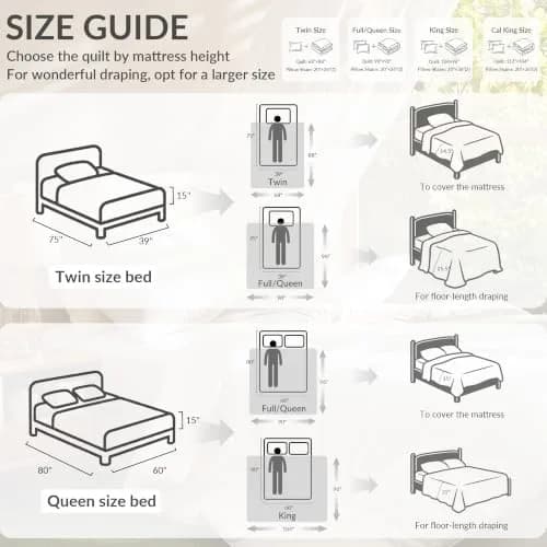 Exclusivo Mezcla Reversible Full Queen Quilt Bedding Set Beige Cream | Lightweight Breathable All-Season Bed Coverlet thumbnail 7