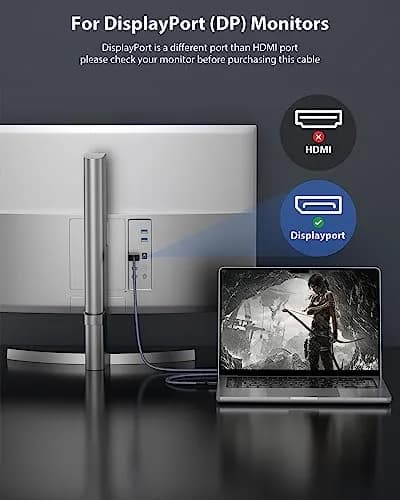 Maxonar VESA Certified USB C to DisplayPort 1.4 Cable 2m (6.6ft) | 8K@60Hz/4K@144Hz thumbnail 2