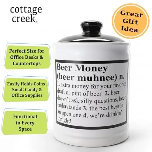 Cottage Creek Jars Beer Piggy Bank 6" Ceramic Beer Fund | Humorous Adult Money Bank & Decor thumbnail 3