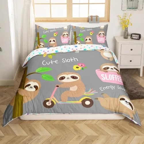 Feelyou Cartoon Animal Bedding Set Full Size | Soft Microfiber Comforter Cover for Kids & Teens thumbnail 1