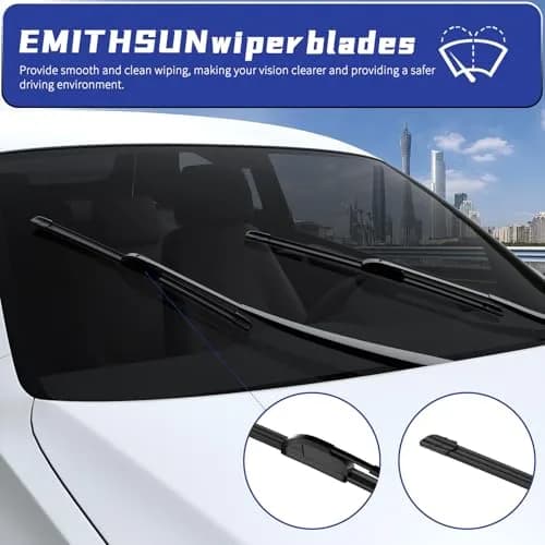 EMITHSUN 22" + 20" Premium All-Seasons Windshield Wiper Blades | Stable & Quiet for J-Hook Arms thumbnail 5
