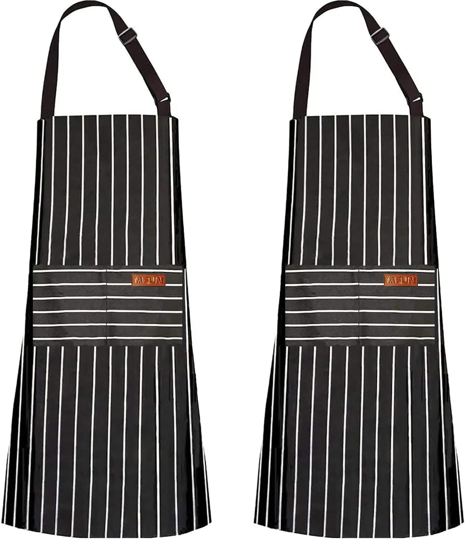 AFUN Kitchen Cooking Apron, 2 Pack Chef Aprons for Women with Pockets (Black&Black) | Durable Cotton Blend, Adjustable Fit - main product image