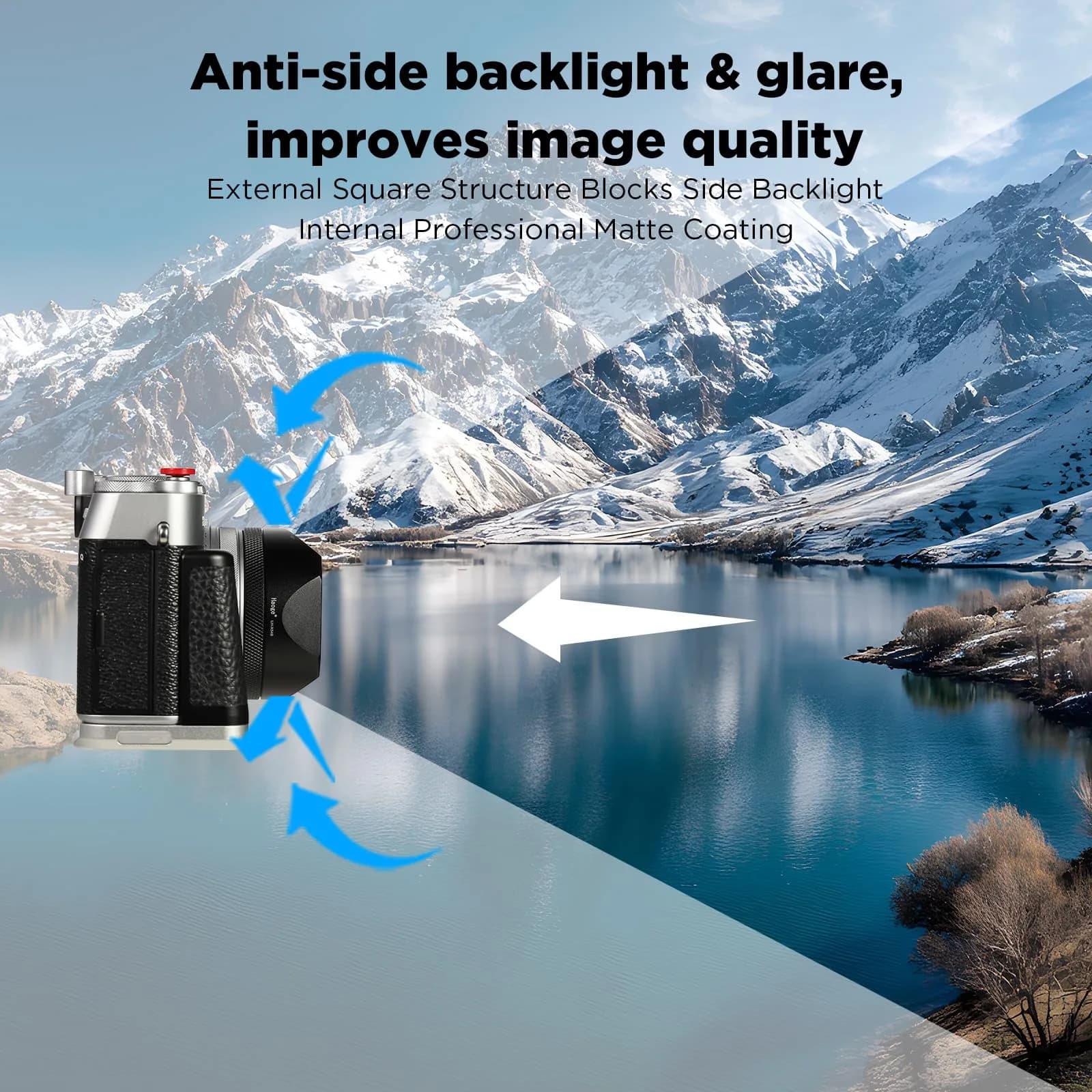Haoge LH-X54B Square Metal Lens Hood with 49mm Adapter Ring for Fujifilm X100VI Fuji X100V Camera Black | Durable Aluminum - view 6