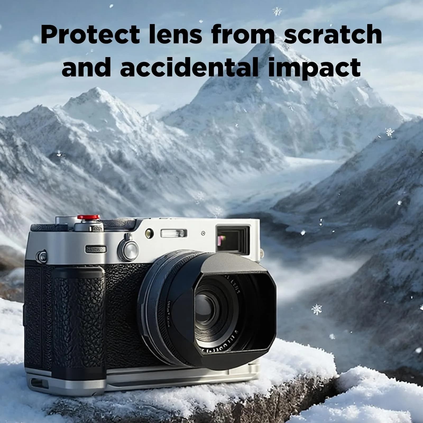Haoge LH-X54B Square Metal Lens Hood with 49mm Adapter Ring for Fujifilm X100VI Fuji X100V Camera Black | Durable Aluminum - view 7