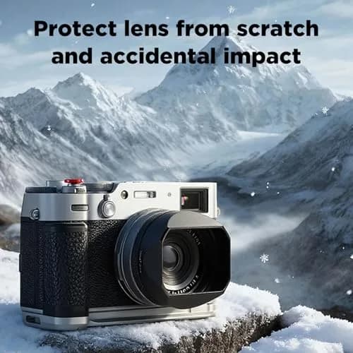 Haoge LH-X54B Square Metal Lens Hood with 49mm Adapter Ring for Fujifilm X100VI Fuji X100V Camera Black | Durable Aluminum thumbnail 7