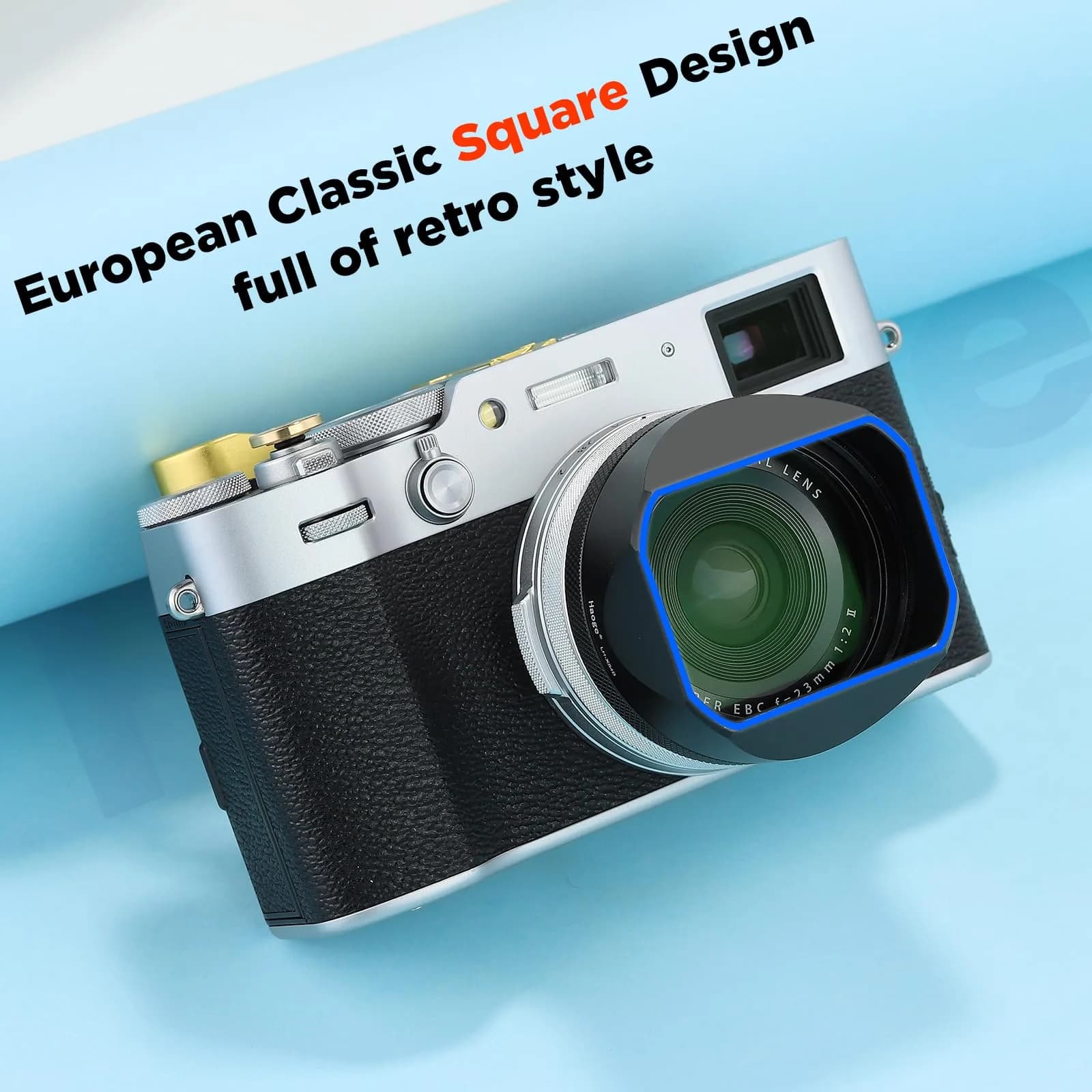 Haoge LH-X54B Square Metal Lens Hood with 49mm Adapter Ring for Fujifilm X100VI Fuji X100V Camera Black | Durable Aluminum - view 3