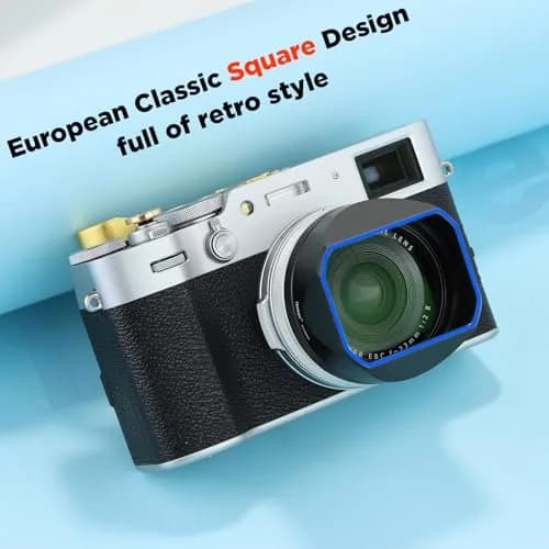 Haoge LH-X54B Square Metal Lens Hood with 49mm Adapter Ring for Fujifilm X100VI Fuji X100V Camera Black | Durable Aluminum thumbnail 3