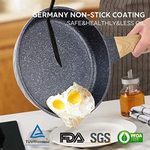 YIIFEEO Granite Nonstick Frying Pan Set 20cm/24cm/28cm (8"/9.5"/11") | Induction Compatible Cookware Set thumbnail 3