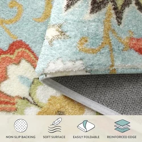 Lahome Modern Floral Area Rug 3x5 | Washable Paisley Bedroom Rug with Non-Slip Backing thumbnail 5