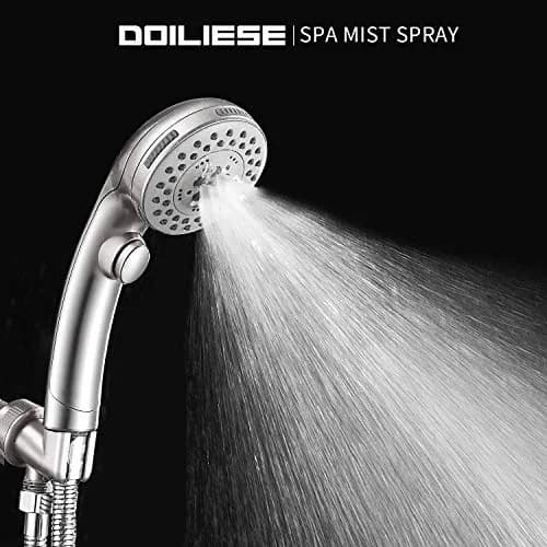 DOILIESE High Pressure Handheld Shower Head with 6 Settings & Pause Button - 1.8 GPM - Brushed Nickel | Modern Style thumbnail 4