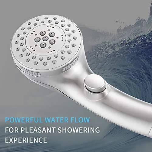 DOILIESE High Pressure Handheld Shower Head with 6 Settings & Pause Button - 1.8 GPM - Brushed Nickel | Modern Style thumbnail 5