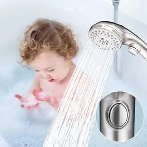 DOILIESE High Pressure Handheld Shower Head with 6 Settings & Pause Button - 1.8 GPM - Brushed Nickel | Modern Style thumbnail 10