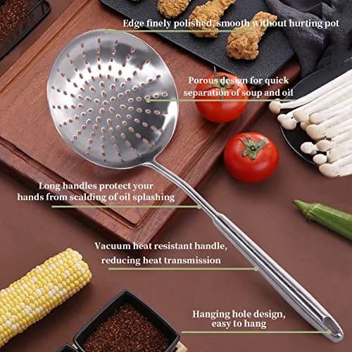 Newness Focus on Stainless Steel Skimmer Slotted Spoon 42.6cm | Rustproof, Durable, Ergonomic Handle thumbnail 4