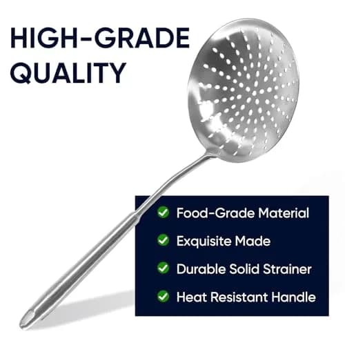 Newness Focus on Stainless Steel Skimmer Slotted Spoon 42.6cm | Rustproof, Durable, Ergonomic Handle thumbnail 8
