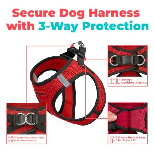 Best Pet Supplies Voyager Step-in Air Dog Vest Harness - Red/Black, XX-Small | Breathable Mesh, Reflective Bands thumbnail 2