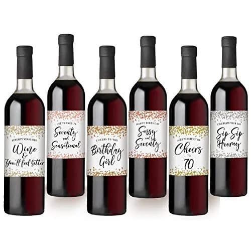 Printed Party 70th Birthday Wine Bottle Labels, Confetti Design, Set of 6 thumbnail 6
