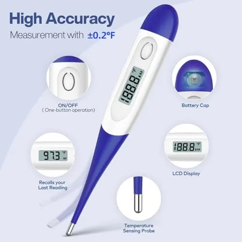 Boncare Digital Thermometer for Adults, Kids & Babies, Dark Blue | Accurate & Fast 10-Second Reading thumbnail 3