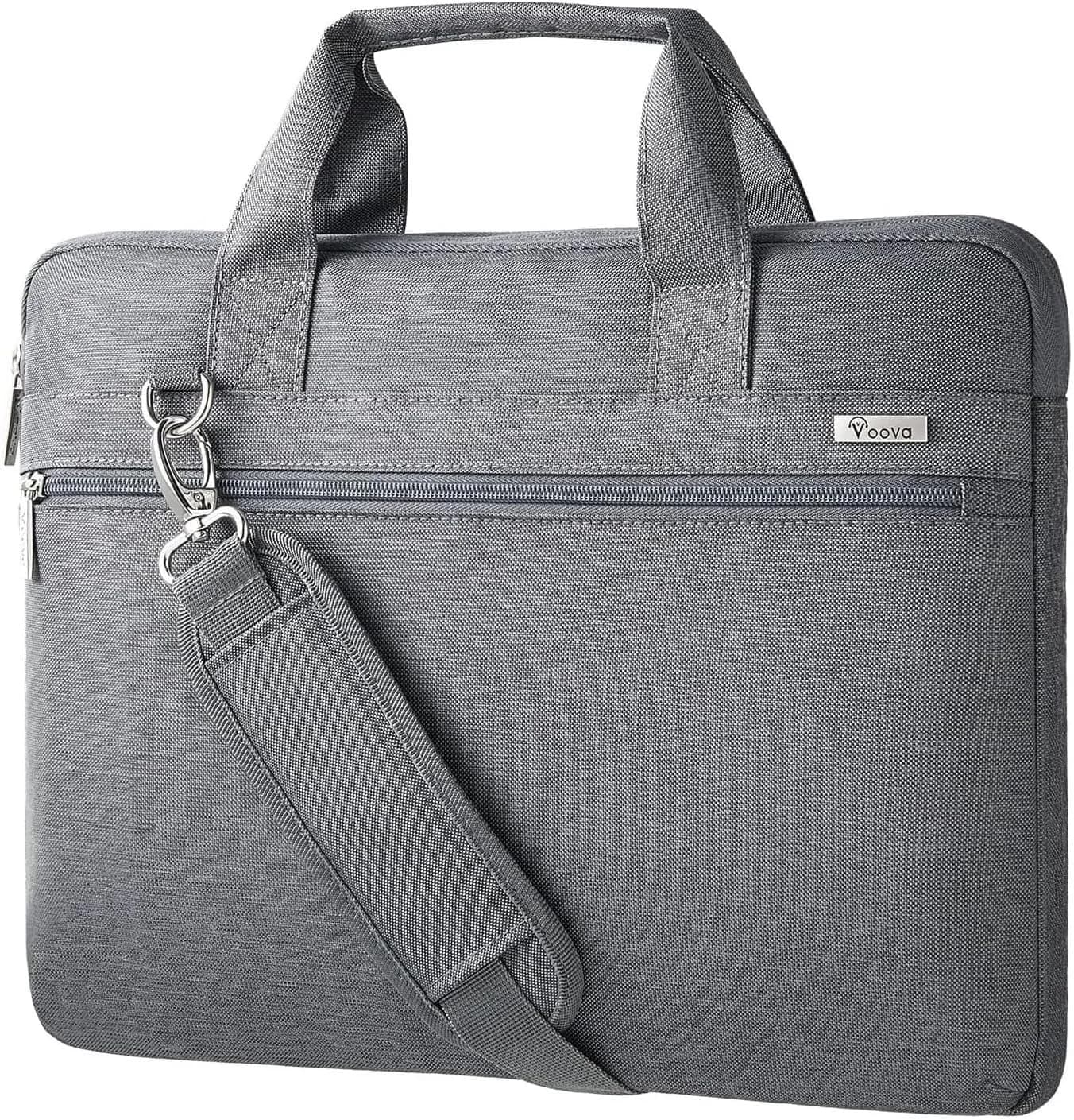 Voova 17.3-17 Inch Laptop Bag, Black Messenger Bag with Shoulder Strap | Water-Resistant 360° Protective Case for Laptops up to 17.3" — Grey / 17-17.3 inch