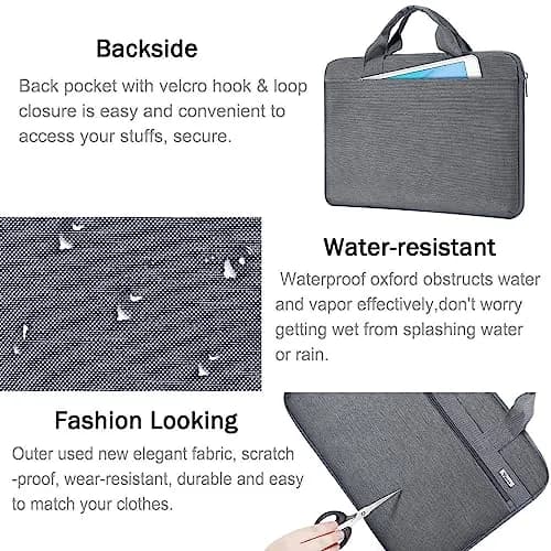 Voova 17.3-17 Inch Laptop Bag, Grey | Water-Resistant, Padded Shoulder Bag for Laptops up to 17.3" | 13L Capacity thumbnail 6