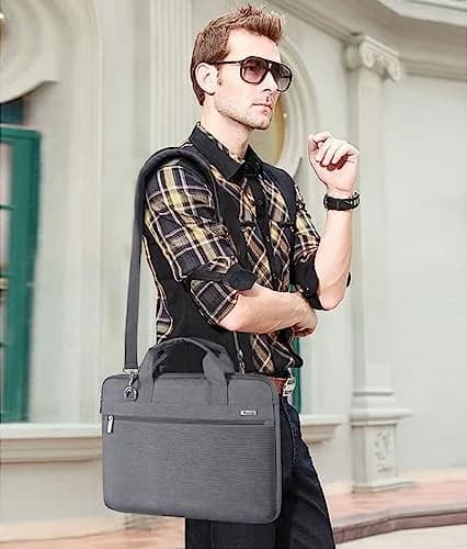 Voova 17.3-17 Inch Laptop Bag, Grey | Water-Resistant, Padded Shoulder Bag for Laptops up to 17.3" | 13L Capacity thumbnail 2