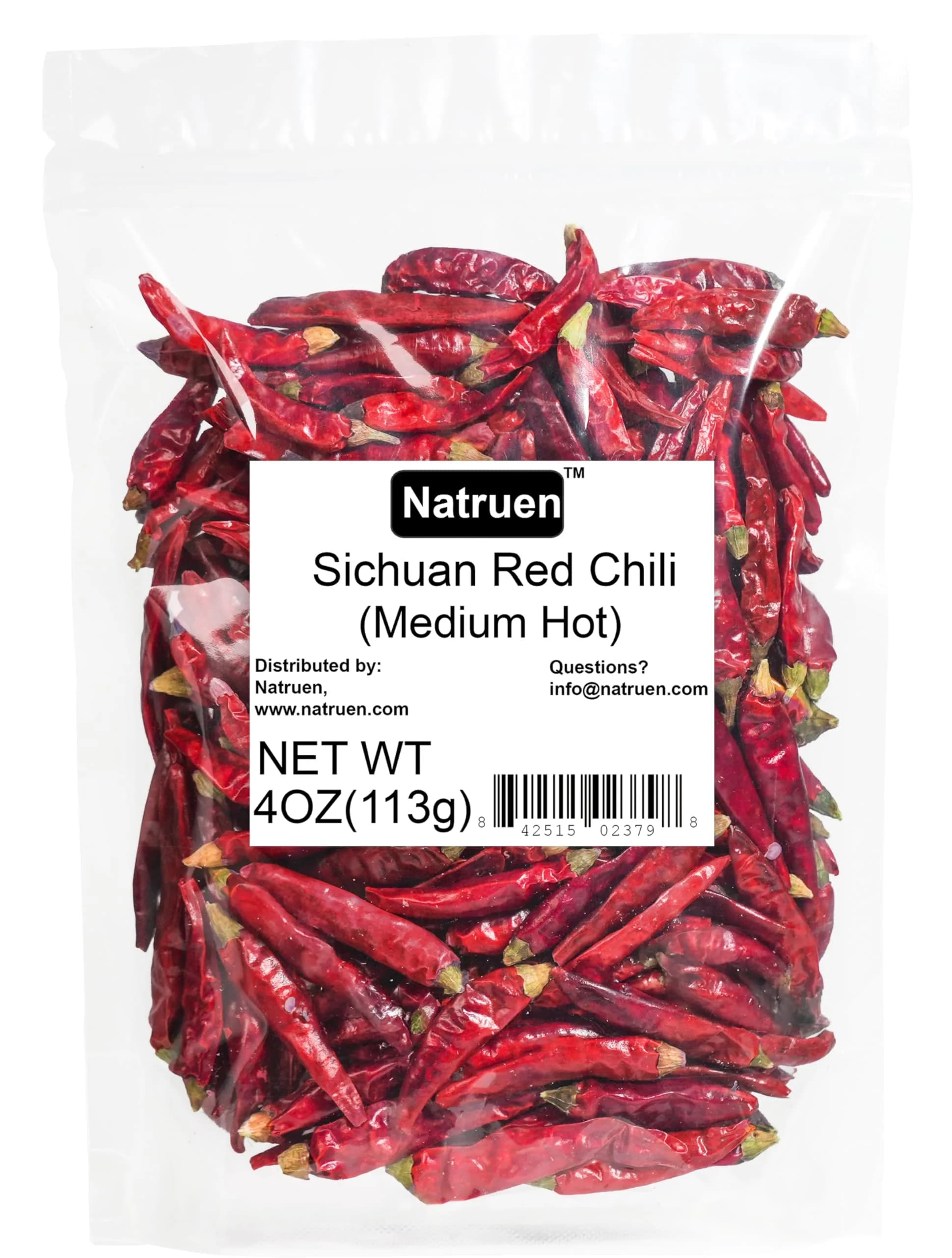Natruen Dried Sichuan Red Chili Pods 4 oz | Medium Hot Whole Chilies for Authentic Sichuan Flavor - main product image