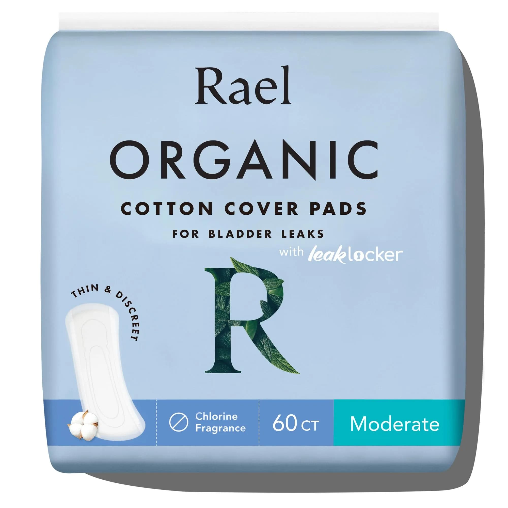 Rael Organic Cotton Incontinence Pads for Women | Heavy Absorbency, 30 Ct — White