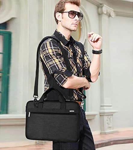 Voova 17.3-17 Inch Laptop Bag, Black Messenger Bag with Shoulder Strap | Water-Resistant 360° Protective Case for Laptops up to 17.3" thumbnail 3