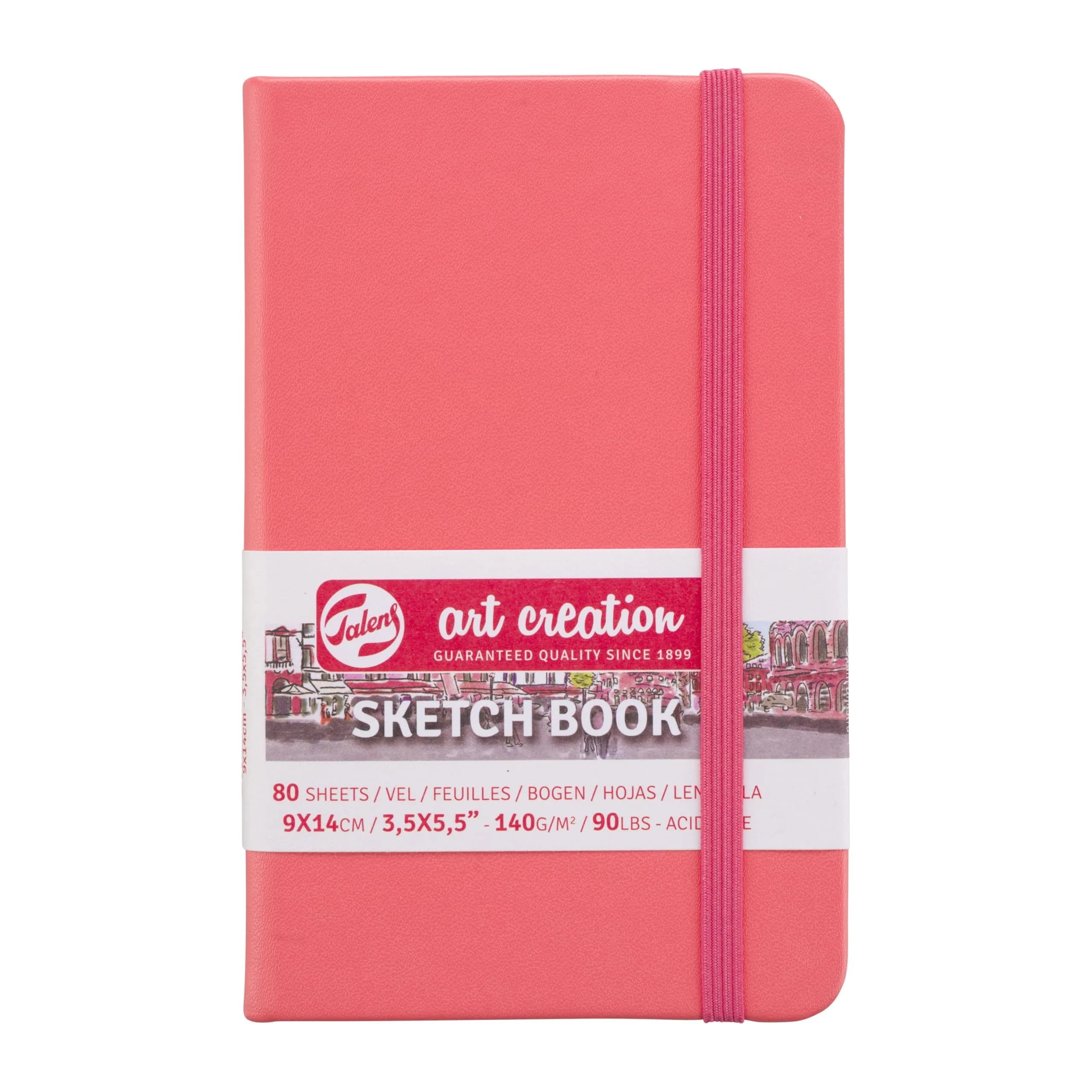 Talens Art Creation Sketchbook Coral Red 9cm x 14cm (3.5 x 5.5 in) | 80 Sheets Acid-Free Paper