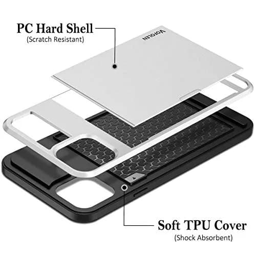 Vofolen for iPhone 11 Case Wallet with Card Holder [Max 3 Cards] White | Slim Impact-Absorbing Hybrid Design thumbnail 5