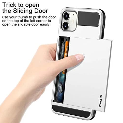 Vofolen for iPhone 11 Case Wallet with Card Holder [Max 3 Cards] White | Slim Impact-Absorbing Hybrid Design thumbnail 2