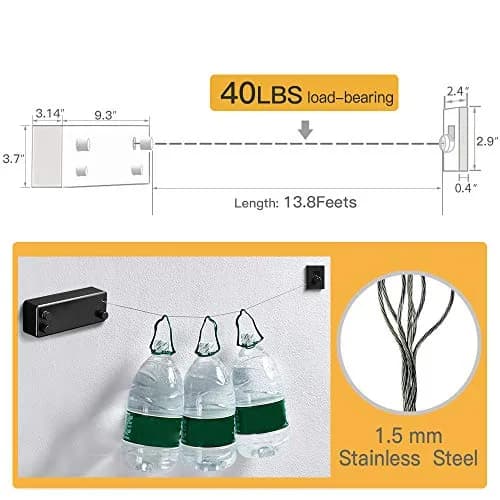 BESy Retractable Double Clothesline Laundry Indoor Washing Clothes Line | 4.2m, 20kg Capacity, Black thumbnail 5