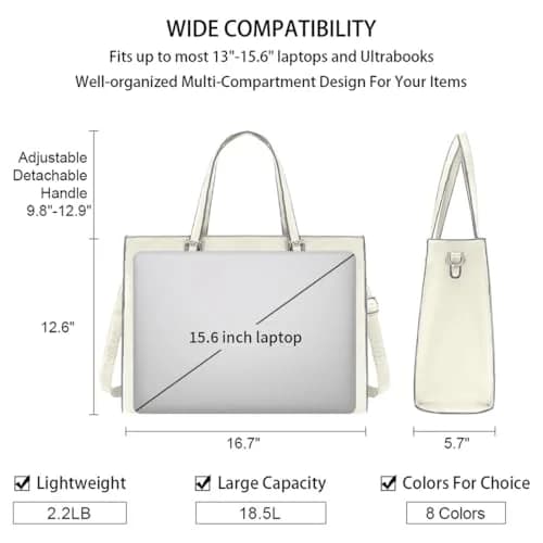 NUBILY Laptop Bag for Women Waterproof Lightweight 15.6 Inch | Professional Office Work Bag thumbnail 3